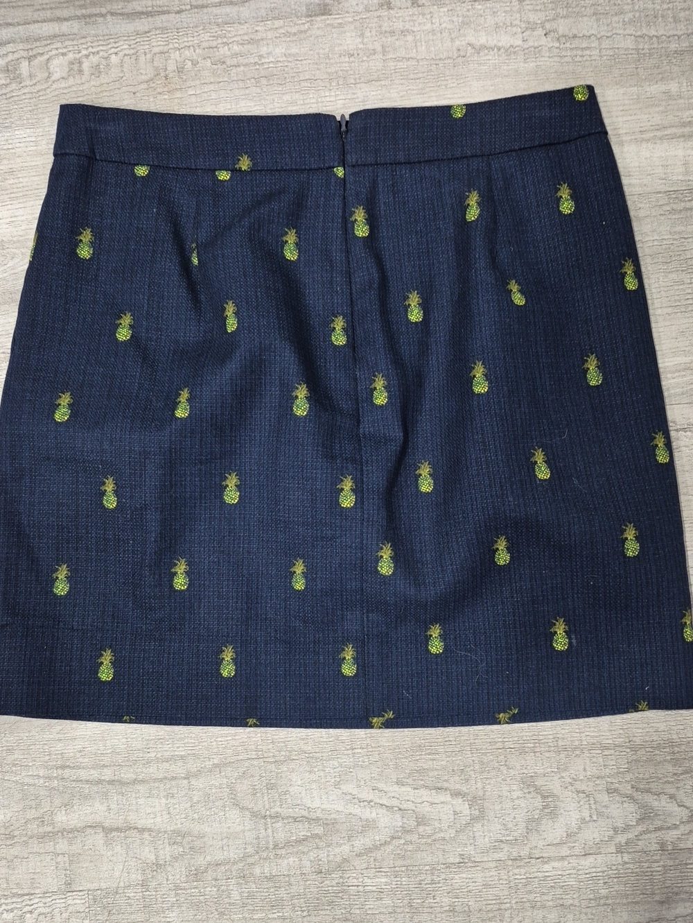 J. Crew Navy Pencil Skirt with Lime Pineapple Embroidery - Picture 5 of 5